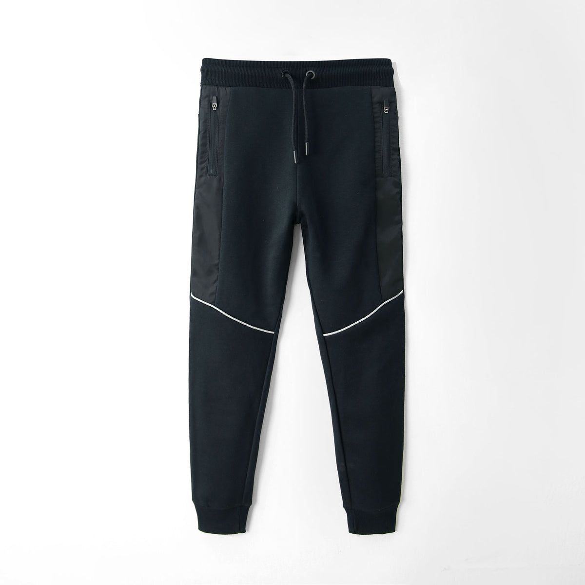 Boys Premium Quality Slim Fit Reflecting Tape Black Fleece Trouser