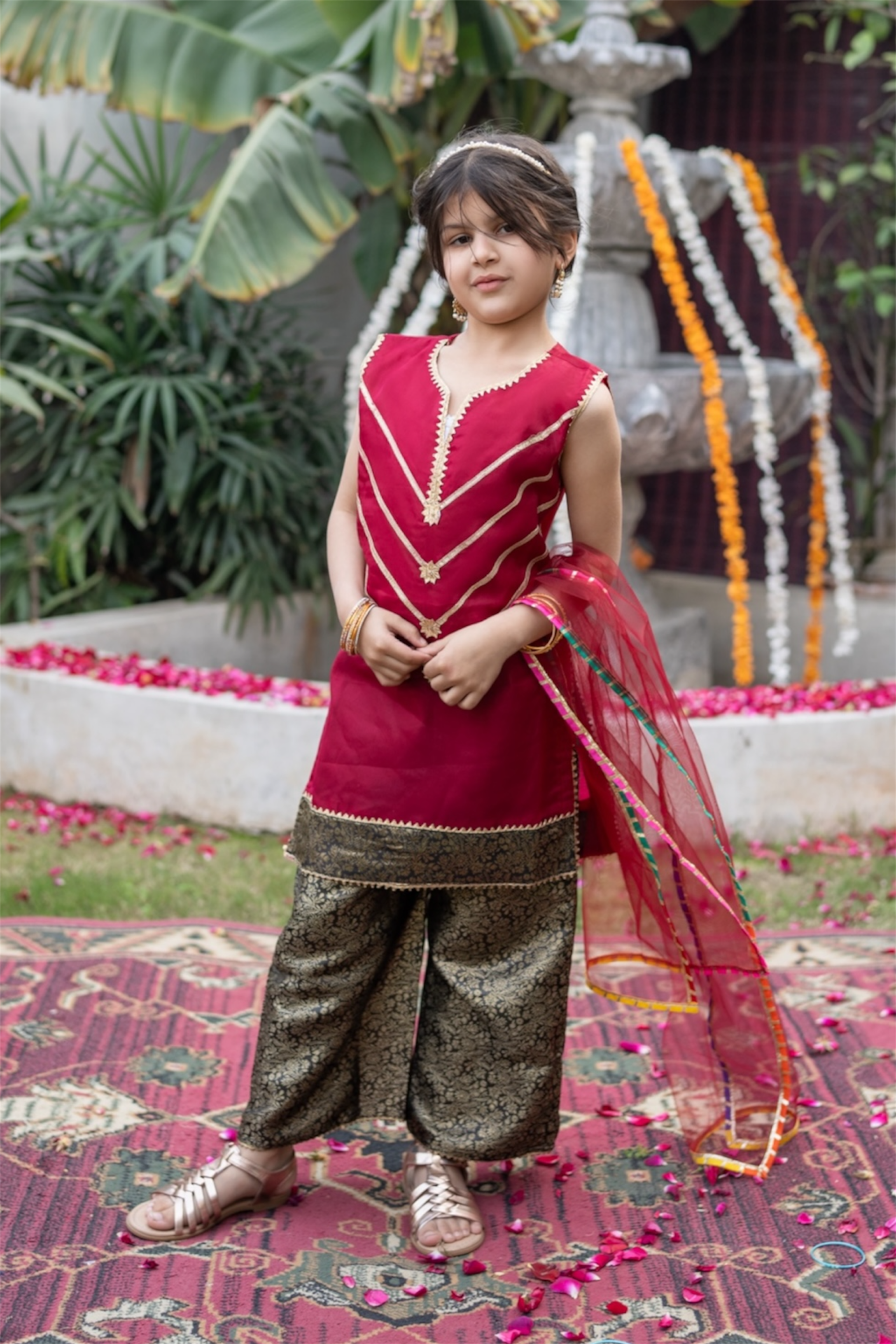 Fancy Shirt With Plazo And Net Dupatta