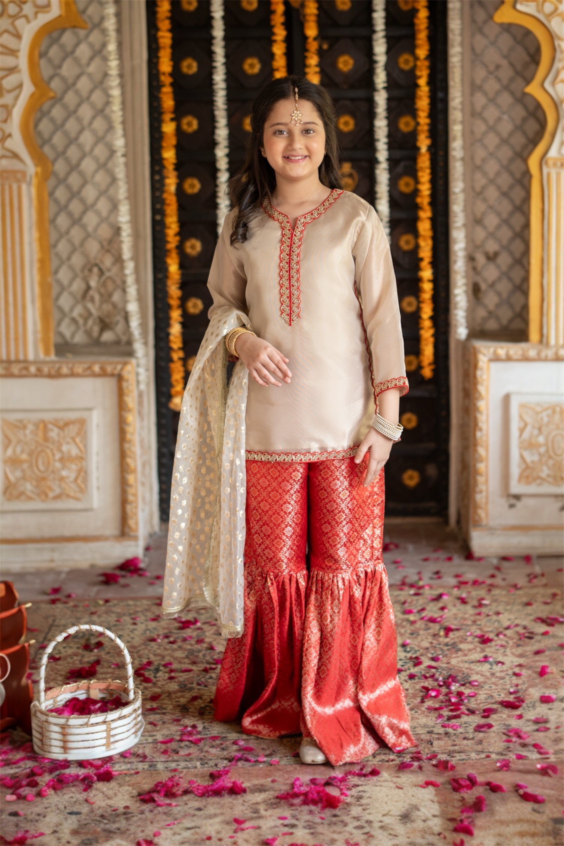 Fancy Kameez , Gharara & Dupatta (3 piece)