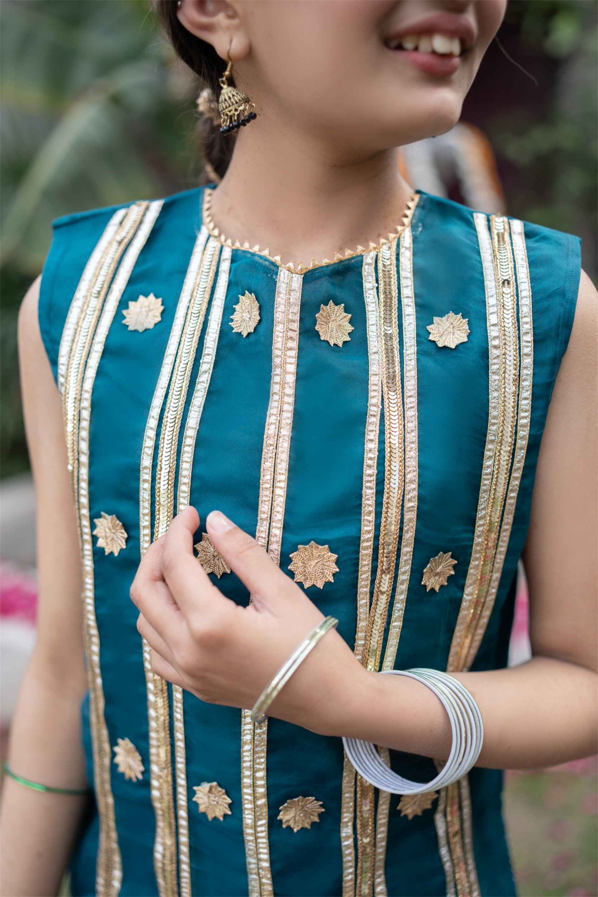 Heavy Gotta Shirt With Plazo And Net Dupatta