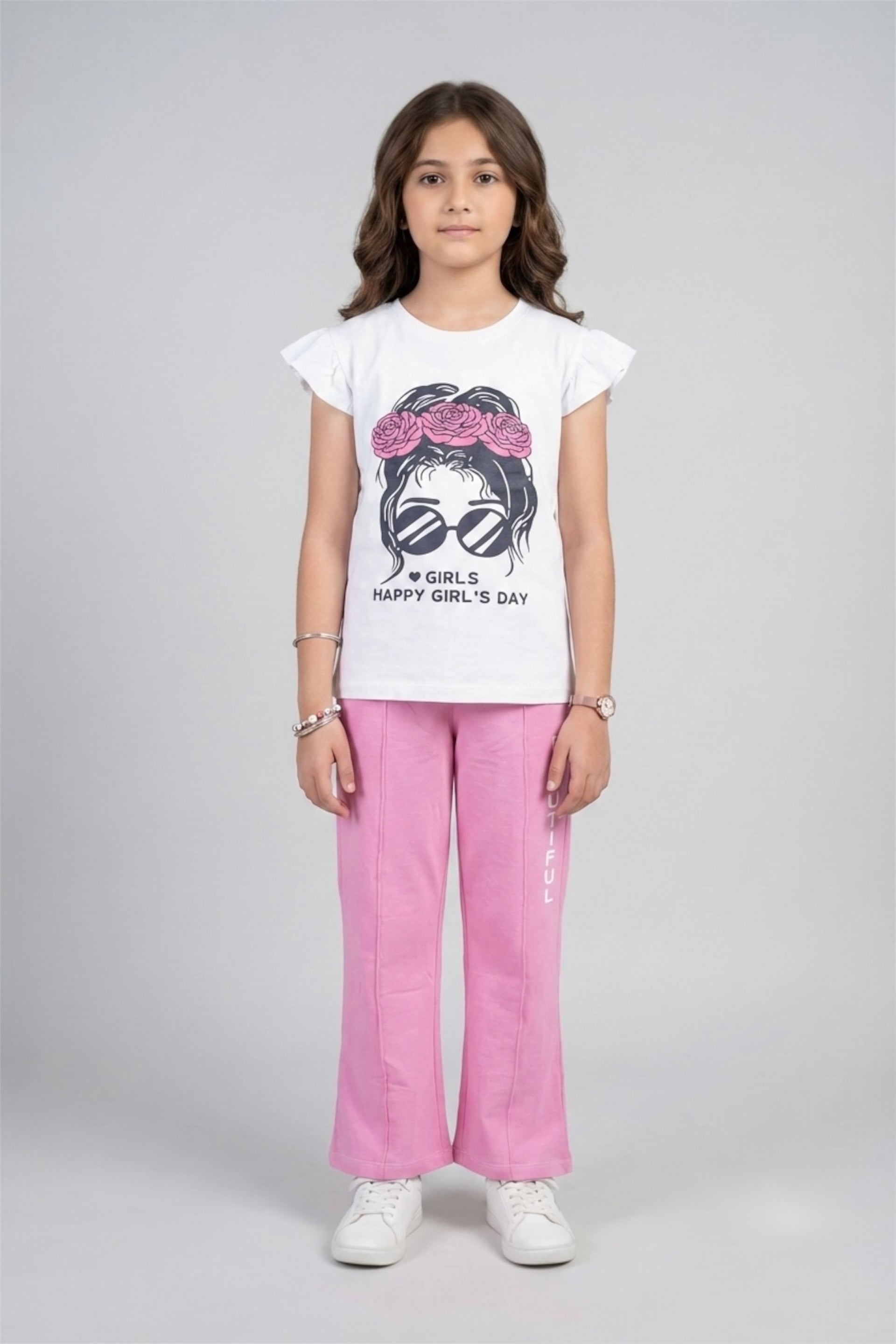 Premium Quality "Happy Girls Day" Printed Summer Suit For Girls