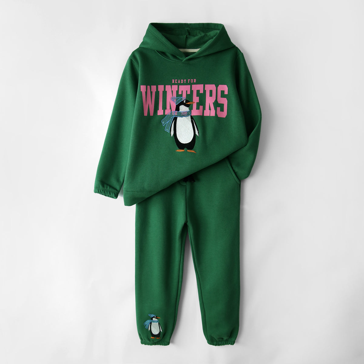 Premium Quality Embroidered Fleece Green Tracksuit For Girls