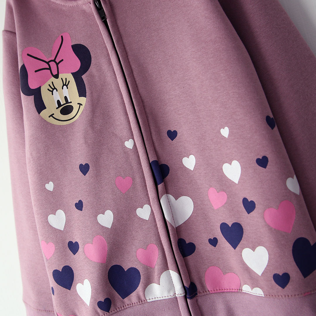 Girls &quot;Mickey Mouse&quot; Printed Fleece Pink Zipper Hoodie
