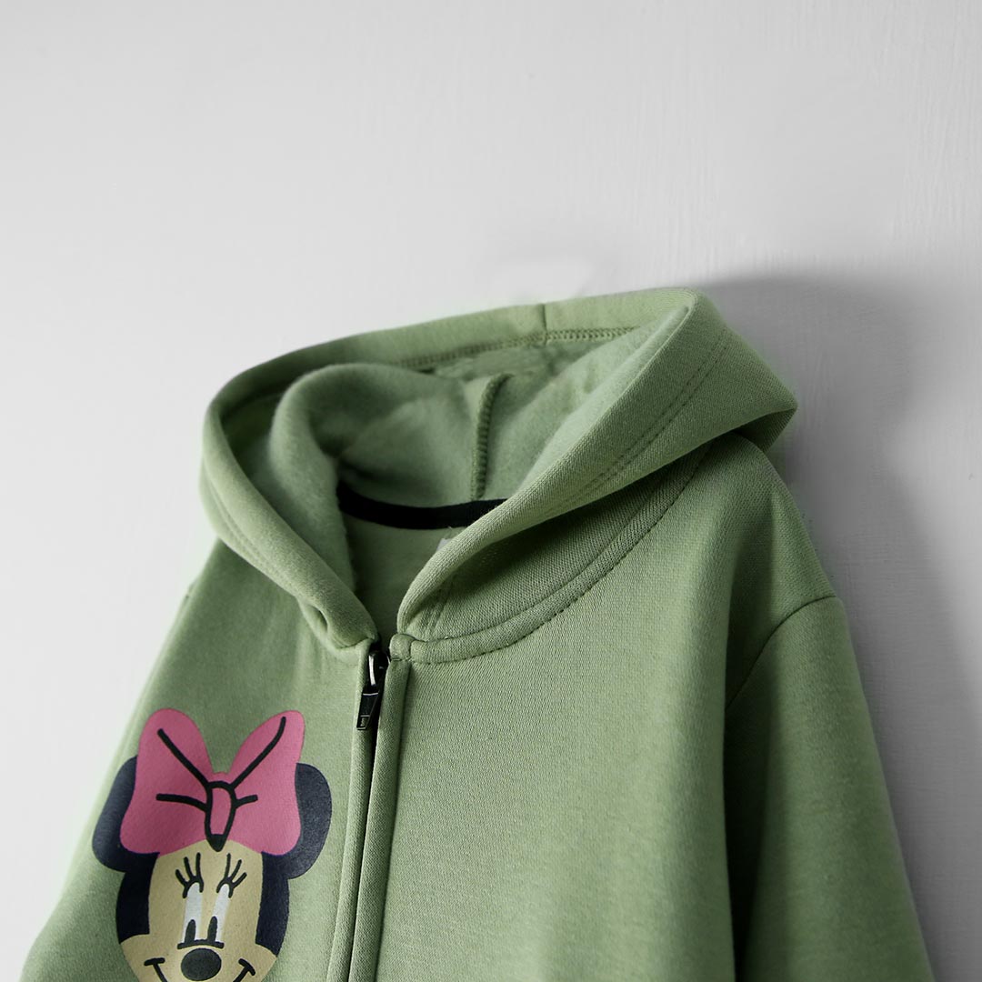 Girls &quot;Mickey Mouse&quot; Printed Fleece Zipper Hoodie