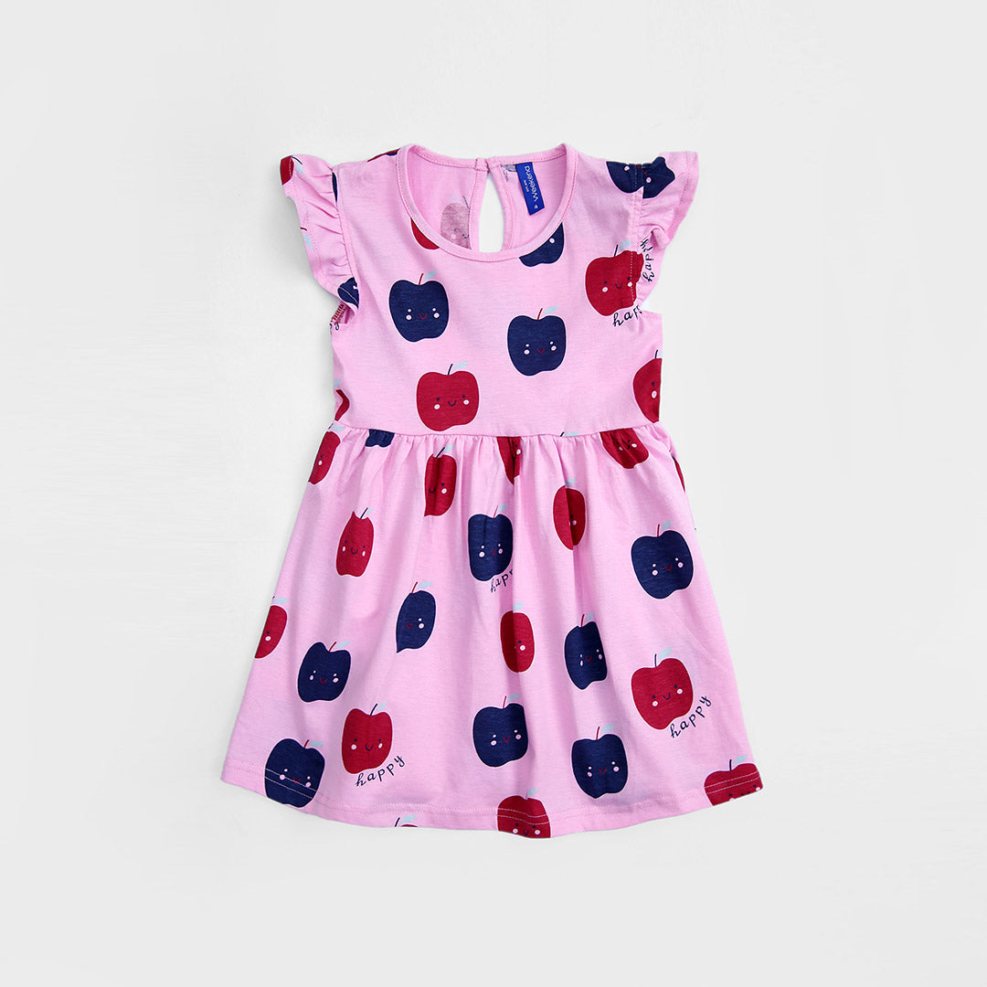 Imported All-Over Printed Soft Cotton Stretch Frill Frock For Girls
