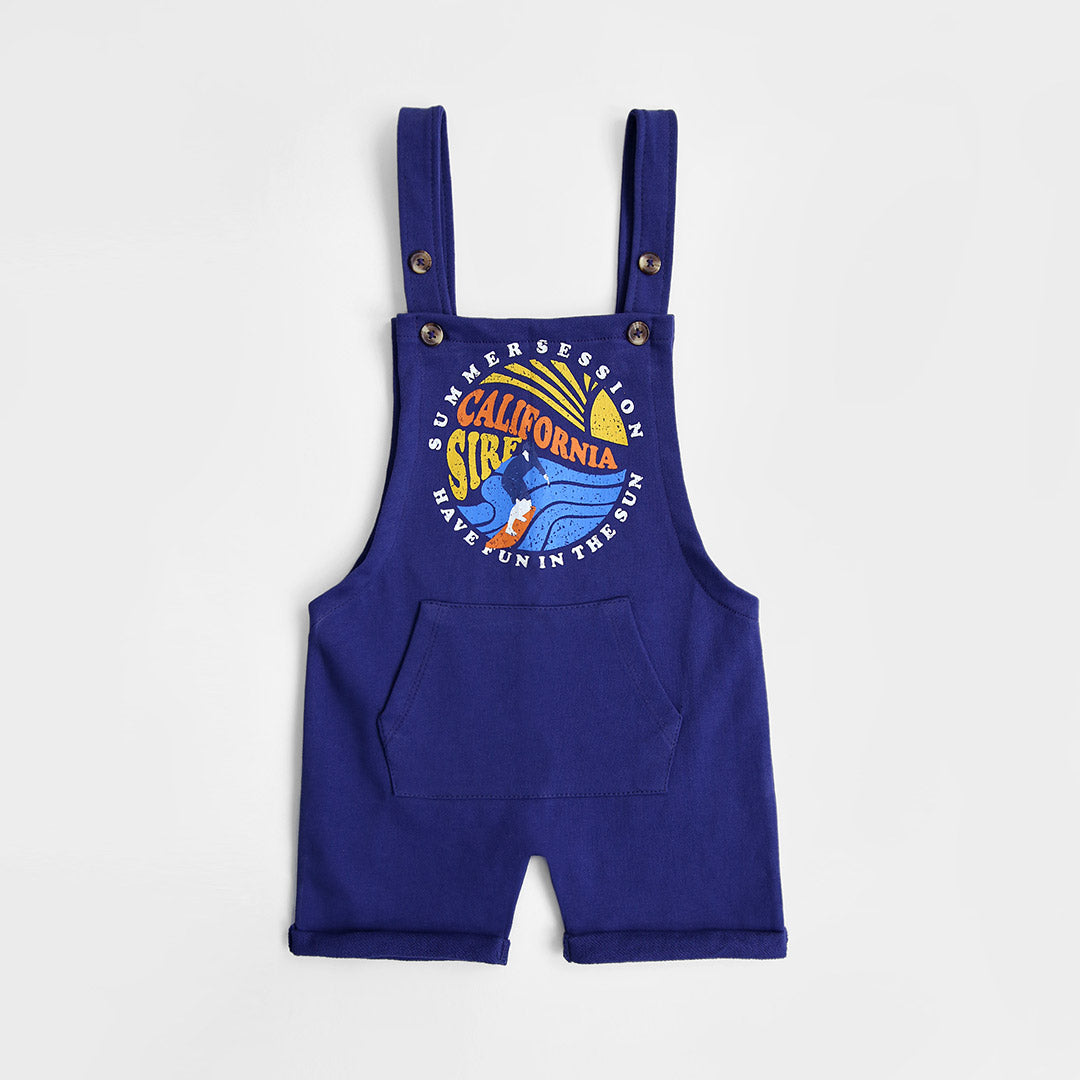 Kids Graphic Printed Soft Cotton Blue Dungaree