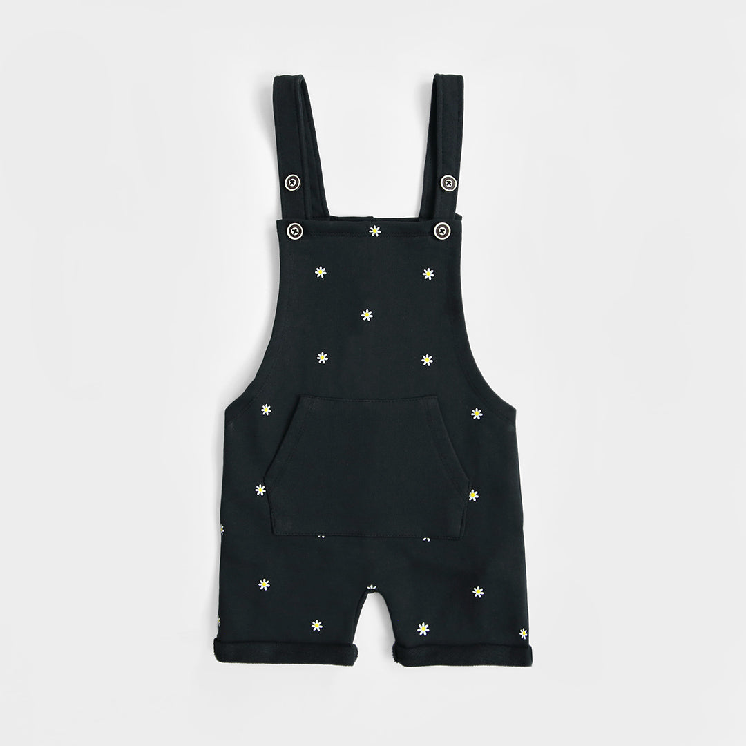 Kids All-Over Printed Soft Cotton Black Dungaree