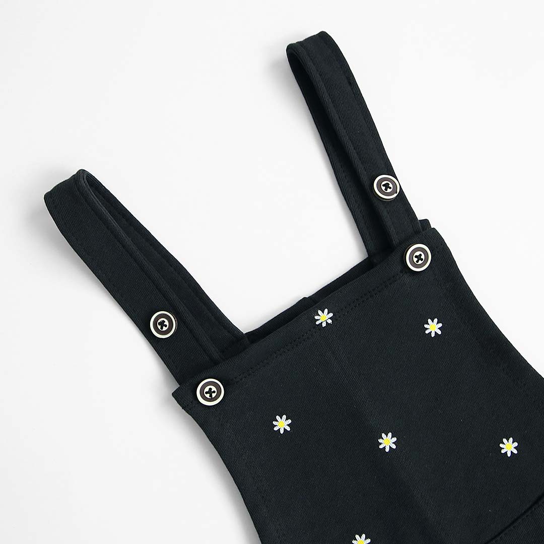 Kids All-Over Printed Soft Cotton Black Dungaree