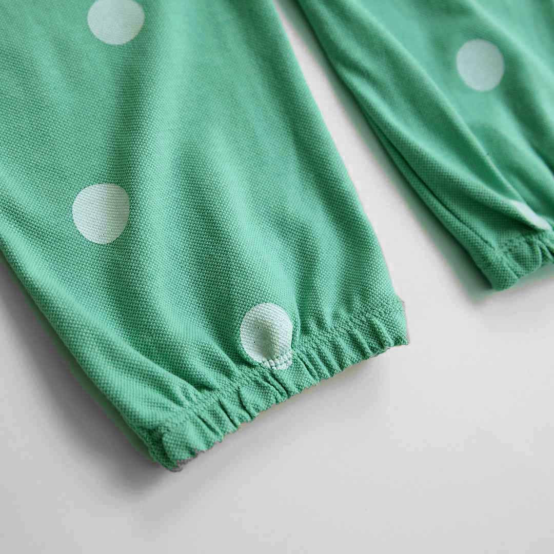 Fashion All Over Polka Dots Printed Soft Cotton Frill Jumpsuit