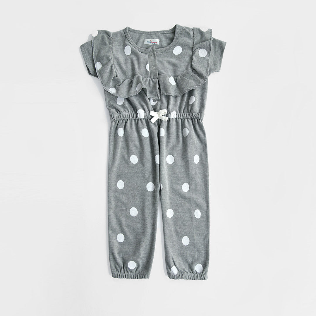 Girls Fashion All Over Polka Dots Printed Soft Cotton Jumpsuit