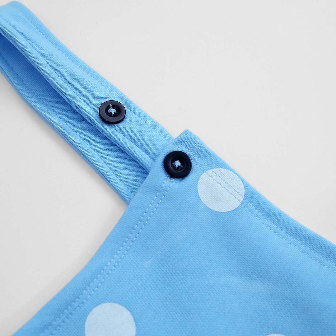 Kids All-Over Polka Dots Printed Soft Cotton Sky Dungaree