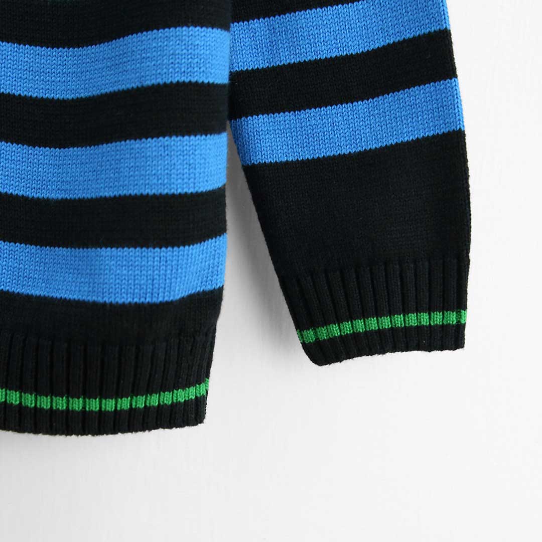 Boys Premium Quality Striped Knit Half Zip Sweater
