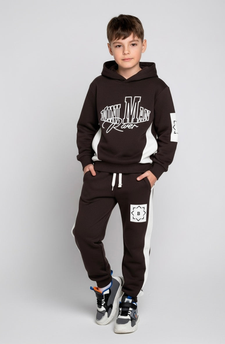 Premium Quality &quot;MINI MAN&quot; Printed fleece Hoodie Suits For Boys