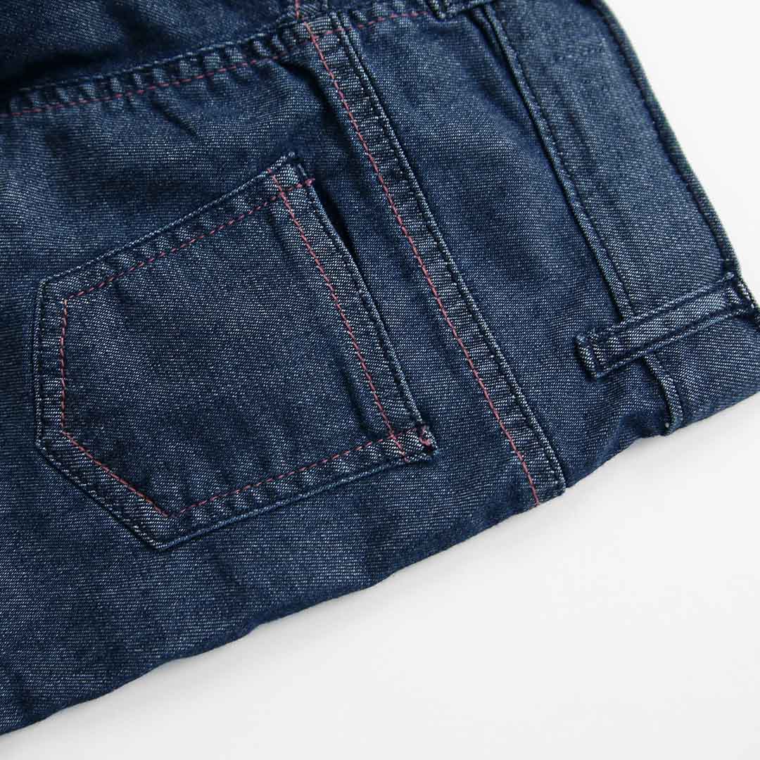 Girls Embroidered 5 Pockets Denim Short With Adjuster