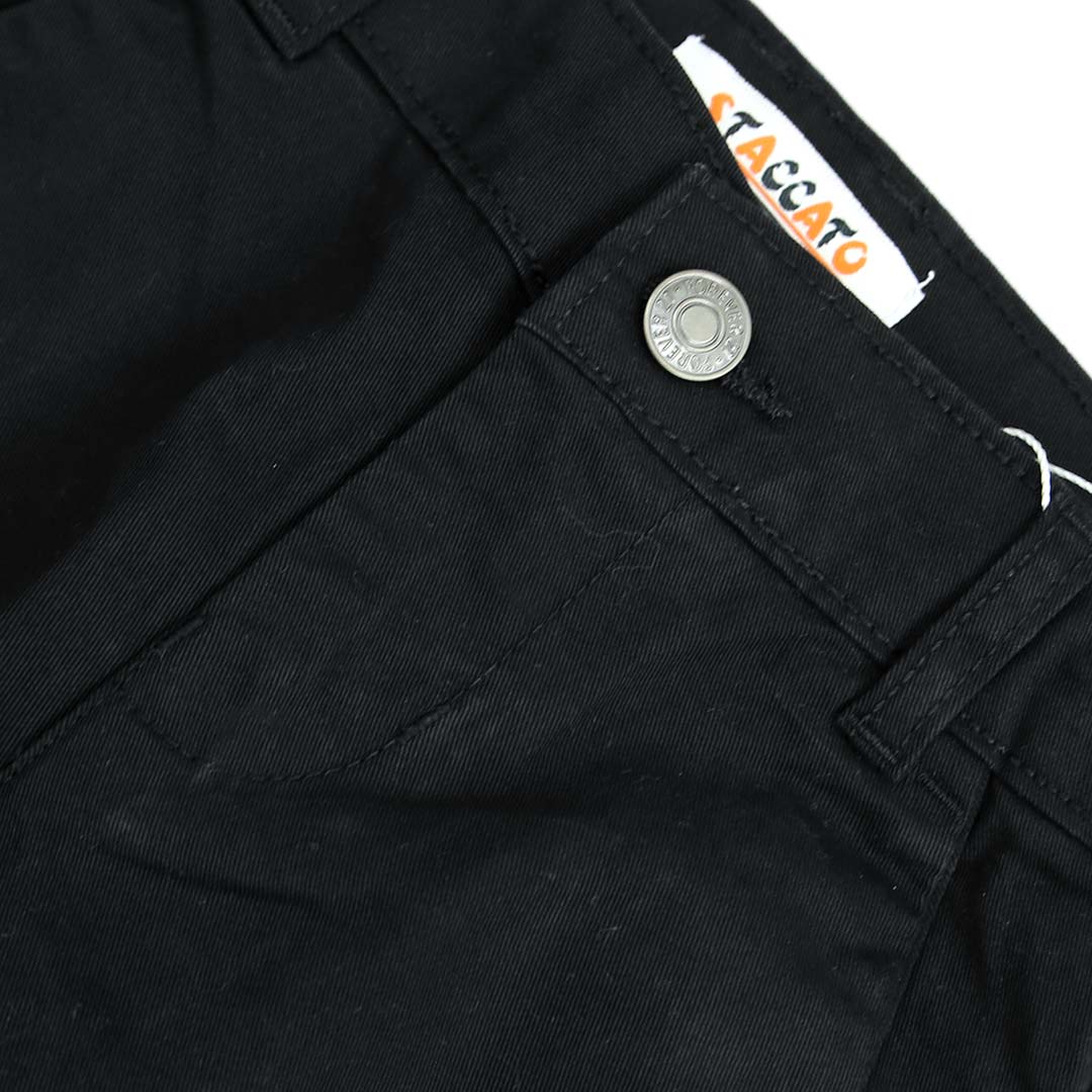 Boys Cotton Black Chino With Stretch &amp; Adjustable Waistband