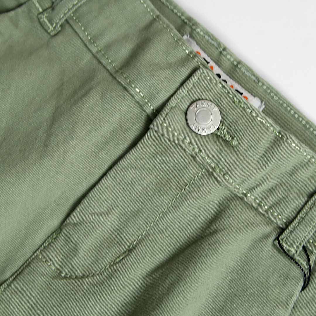 Boys Olive Cotton Chino With Stretch &amp; Adjustable Waistband