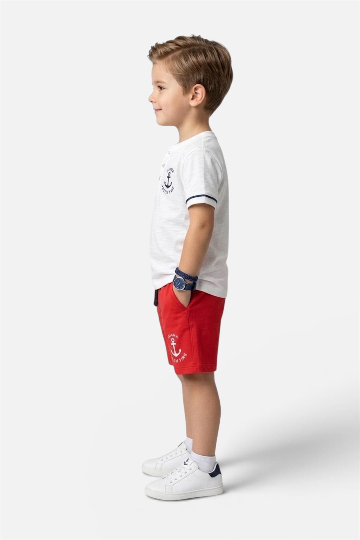 Premium Quality "Yatch" Printed Henly Summer Suit For Boys