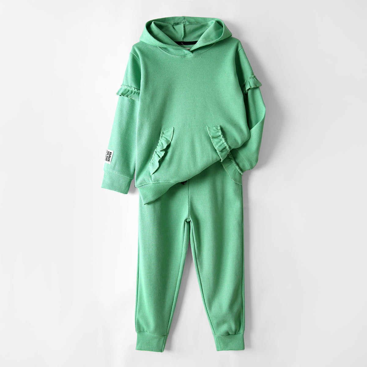 Premium Quality Cyan 2 Piece Frill Tracksuit For Girls