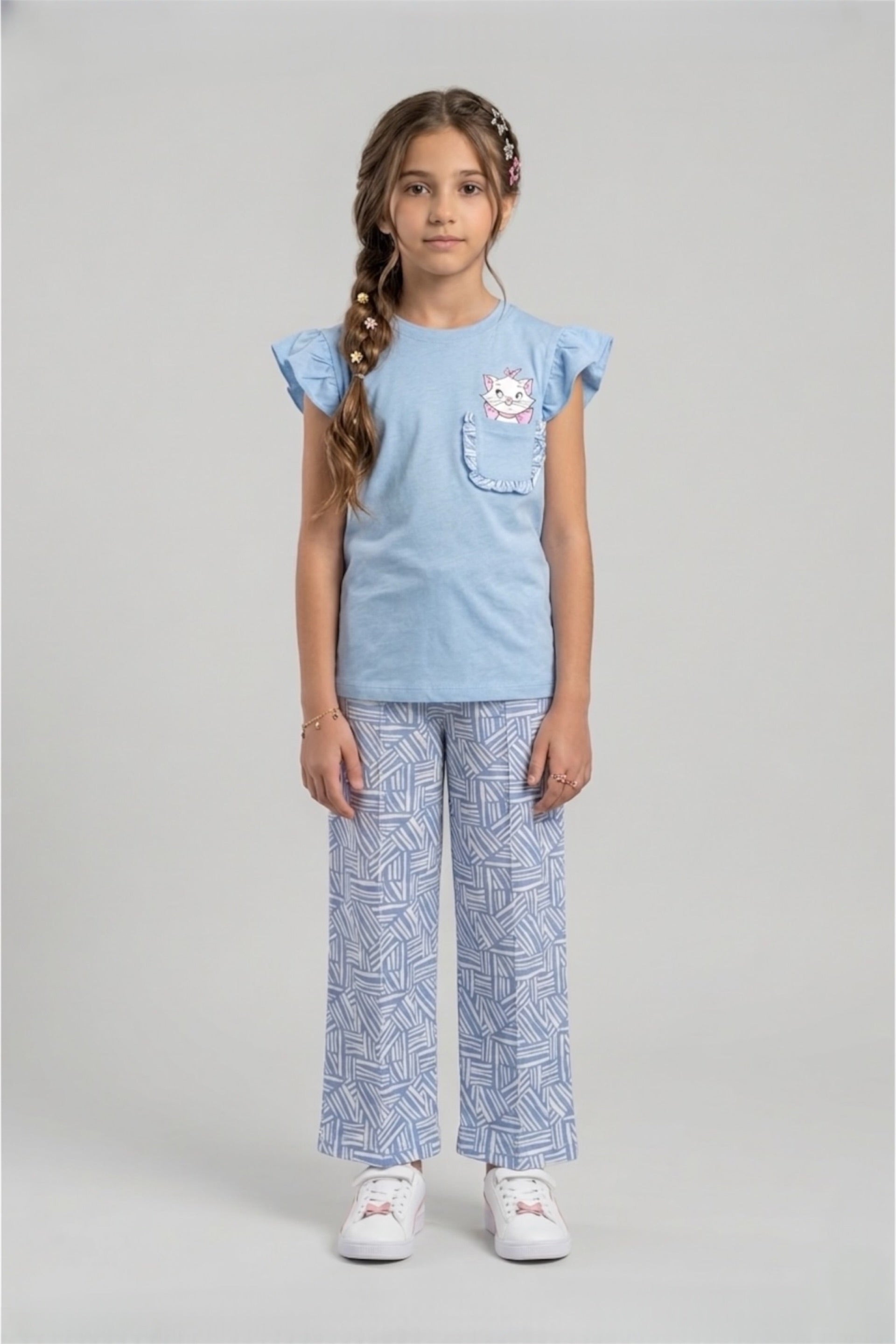 Girls Premium Quality "Kitty" Printed Summer Suit