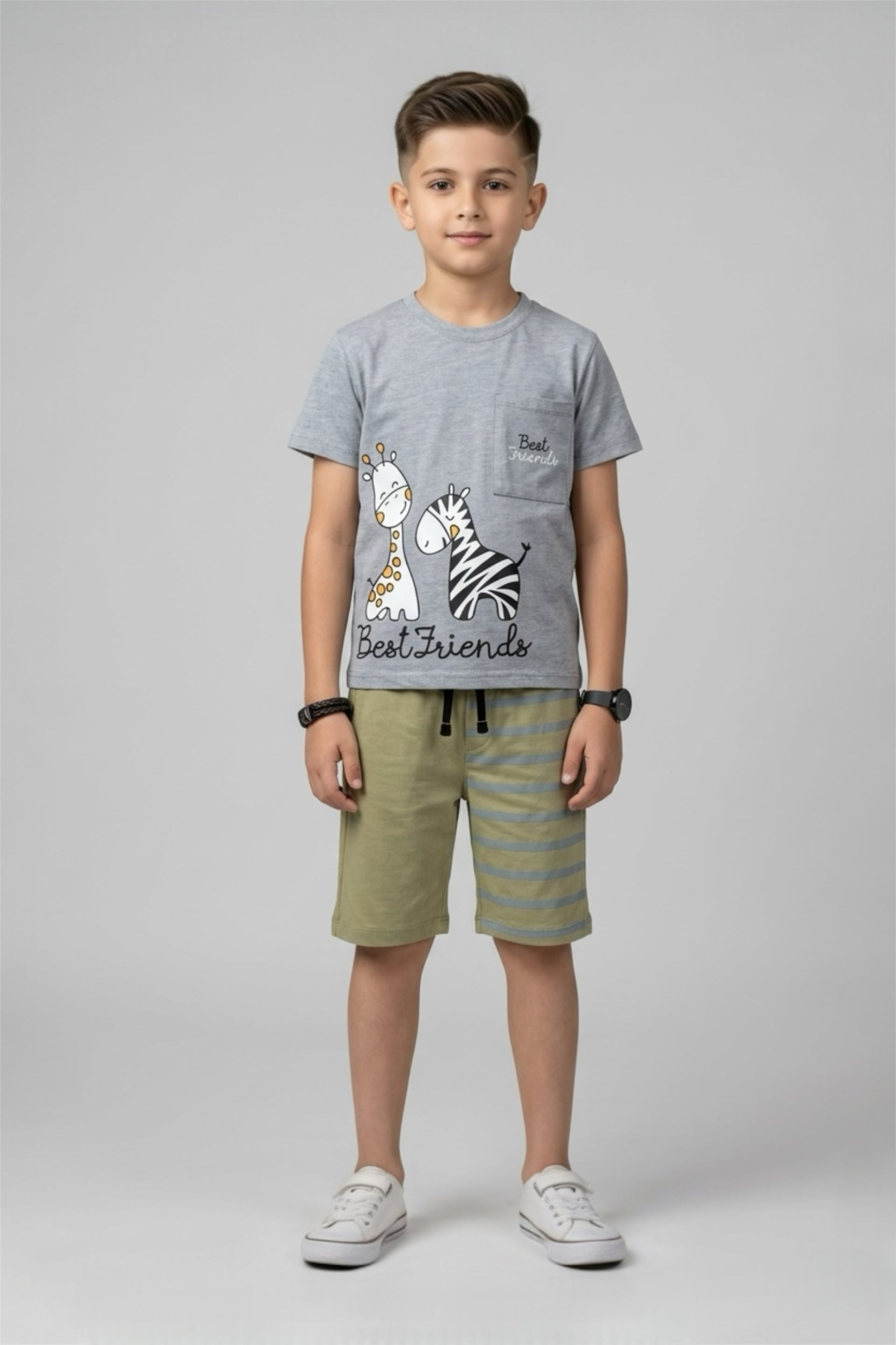 Premium Quality "Best Friends' Printed Summer Suit For Boys