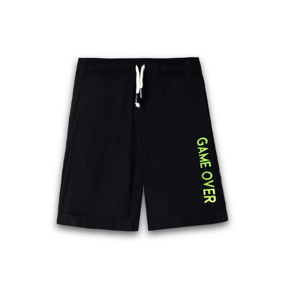 Kids Soft Cotton Graphic Black Short