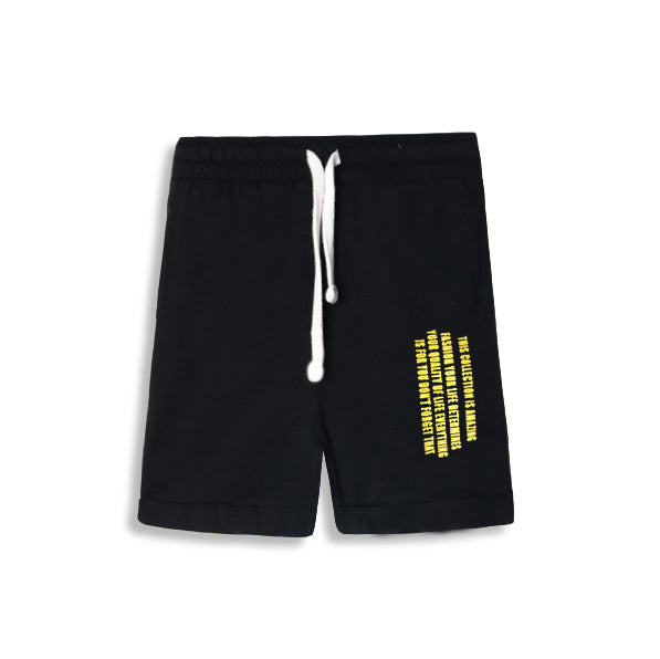 Kids Soft Cotton Graphic Black Short