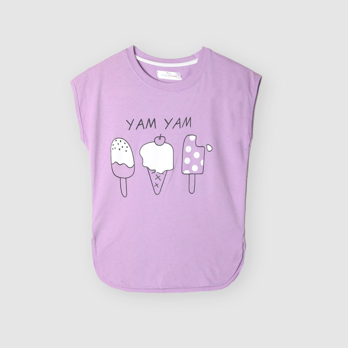 Girls Soft Cotton &quot;Yam Yam&quot; Printed T-Shirt