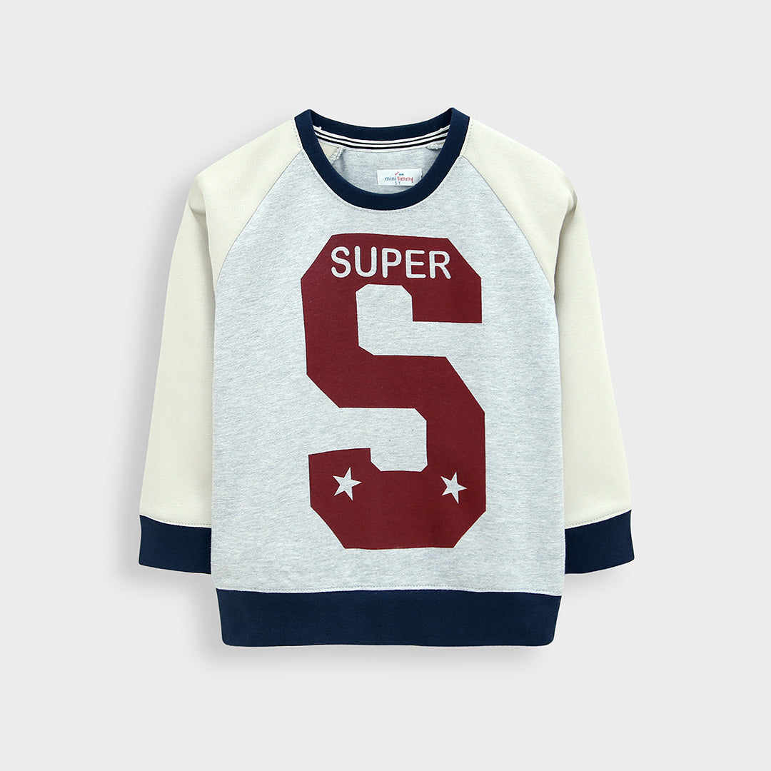 Kids Raglan Sleeve Soft Cotton Graphic Fleece Sweatshirt
