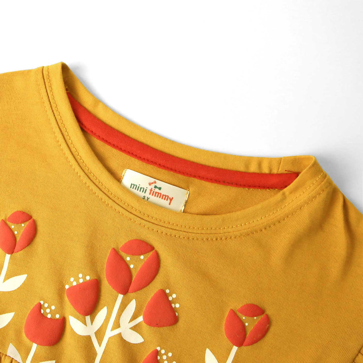 Girls Printed Soft Cotton Cut &amp; Sew Mustard Frock