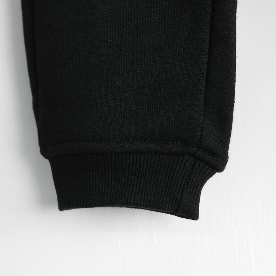 Girls Soft Cotton Embroidered Black Fleece Trouser