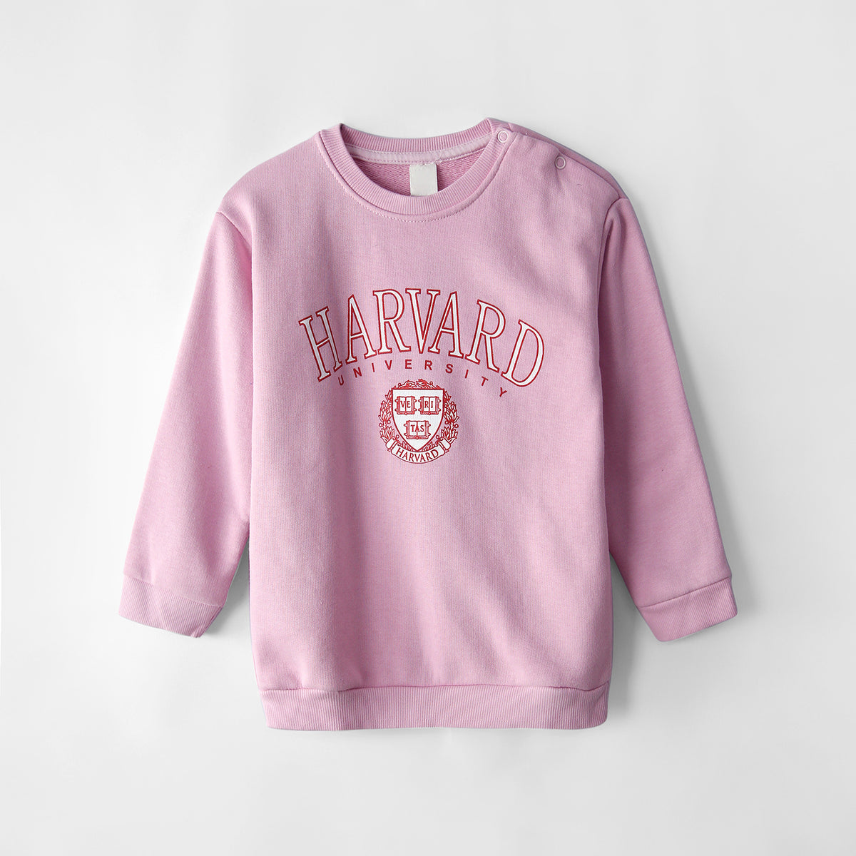 Kids Premium Quality Printed Pink Sweatshirt With Shoulder Snap Button