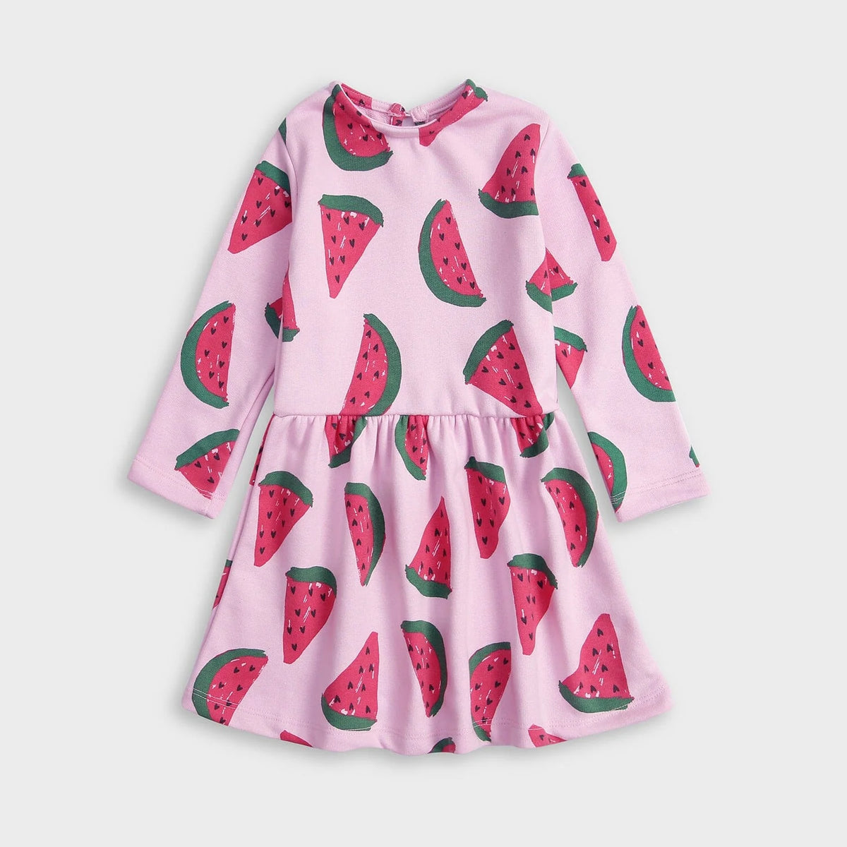 Premium Quality Pink Printed Warm Terry Frock For Girls