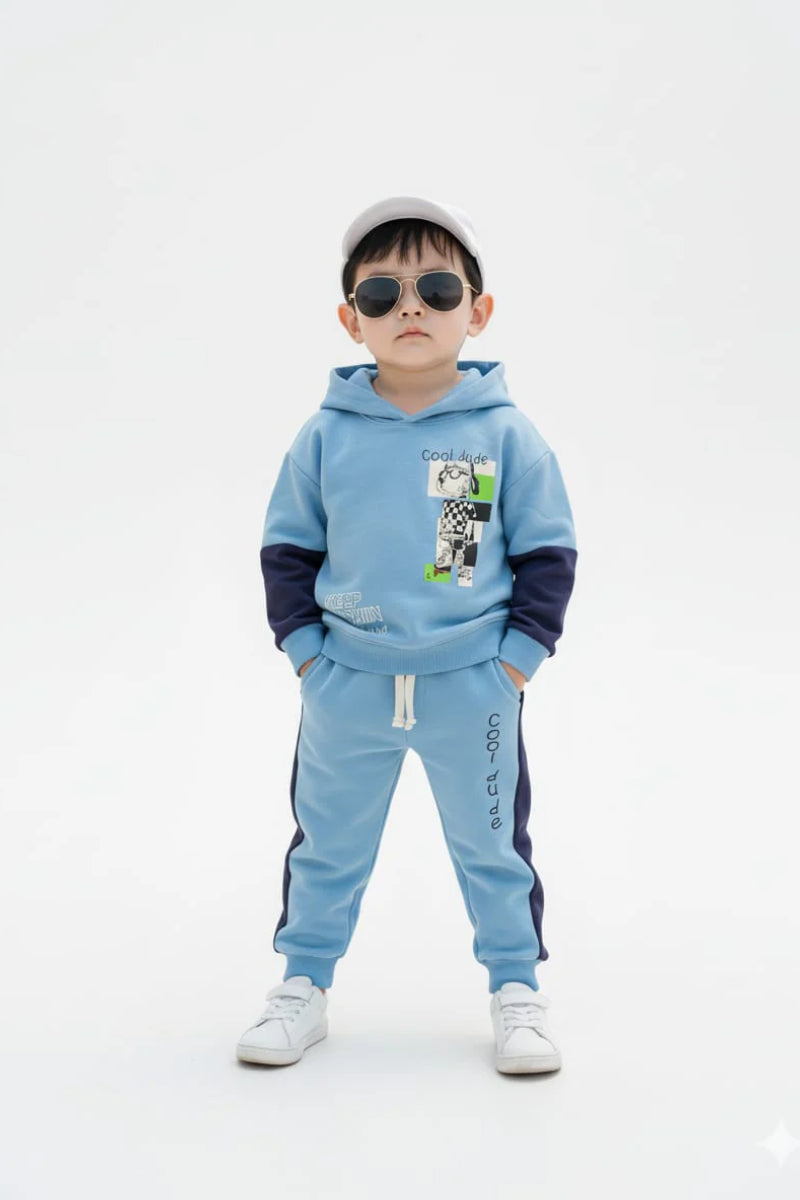 Premium Quality "Cool Dude" Printed Fleece Pull-Over Suit For Kids