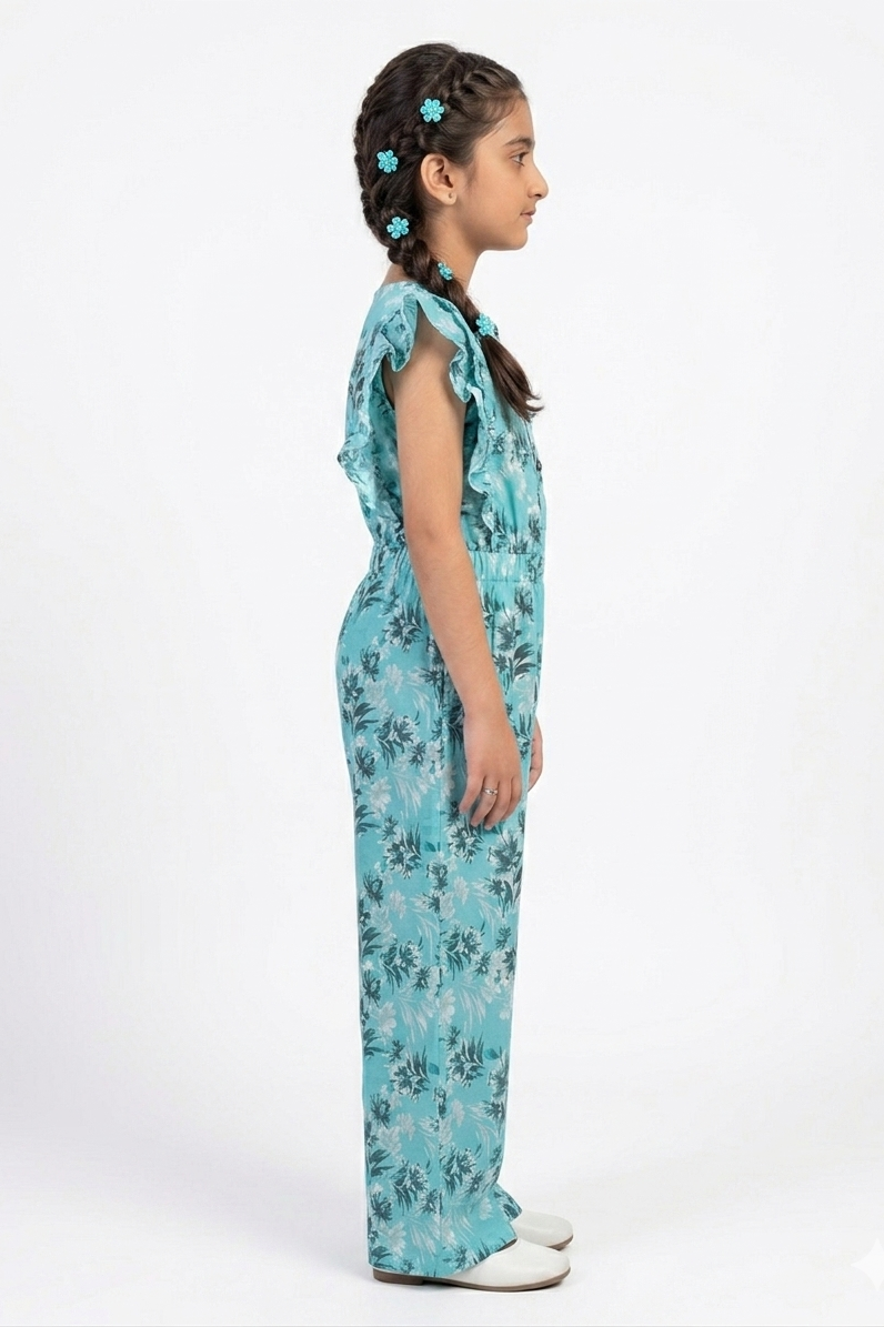 Premium Quality All-Over printed Soft Cotton Frill Jumpsuit