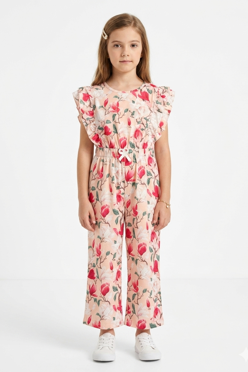 Premium Quality All-Over printed Soft Cotton Frill Jumpsuit
