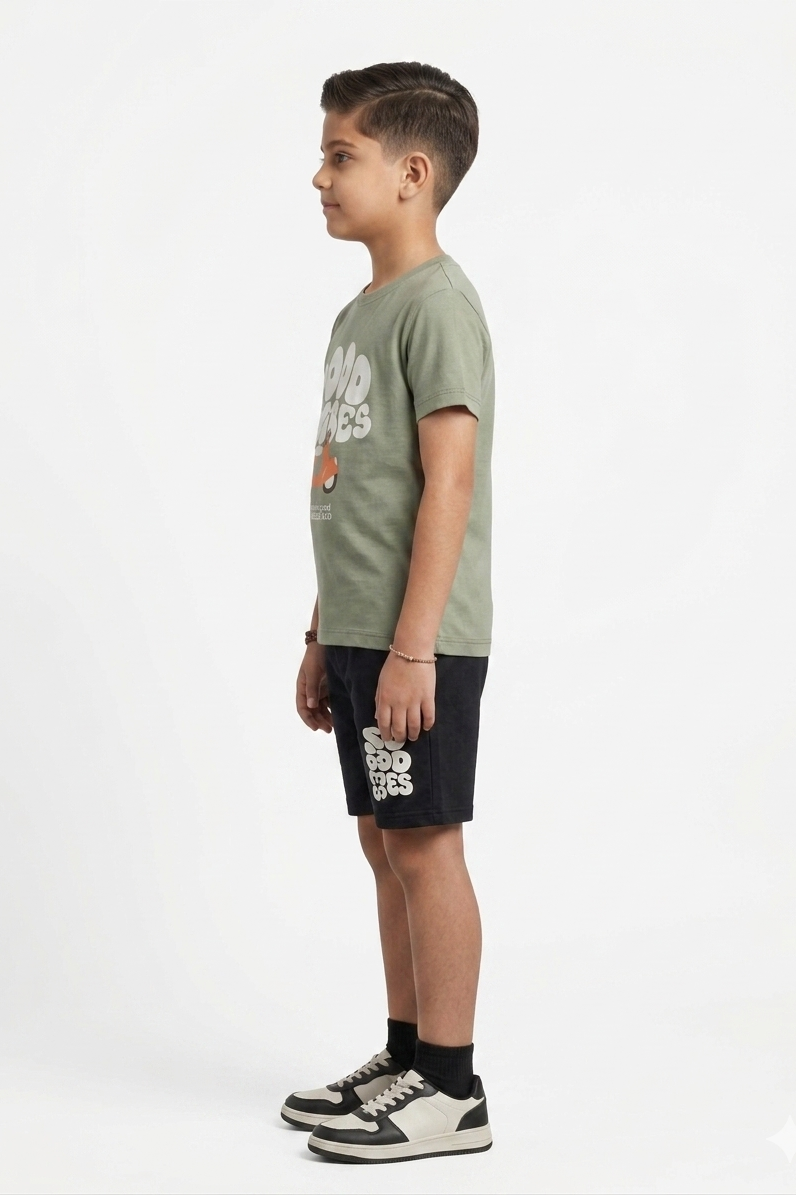 Premium Quality "Good Vibes" Printed Summer Suit For Boys
