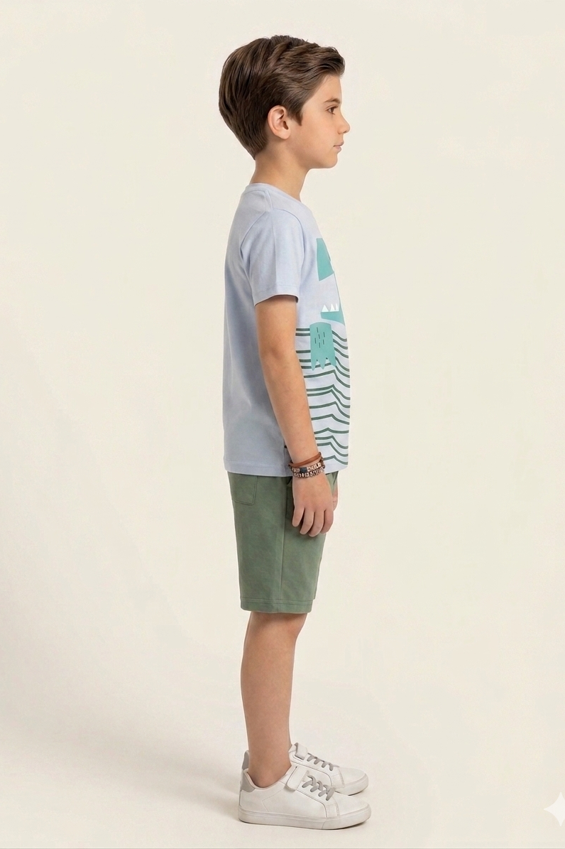 Premium Quality "Dino" Printed Summer Suit For Boys