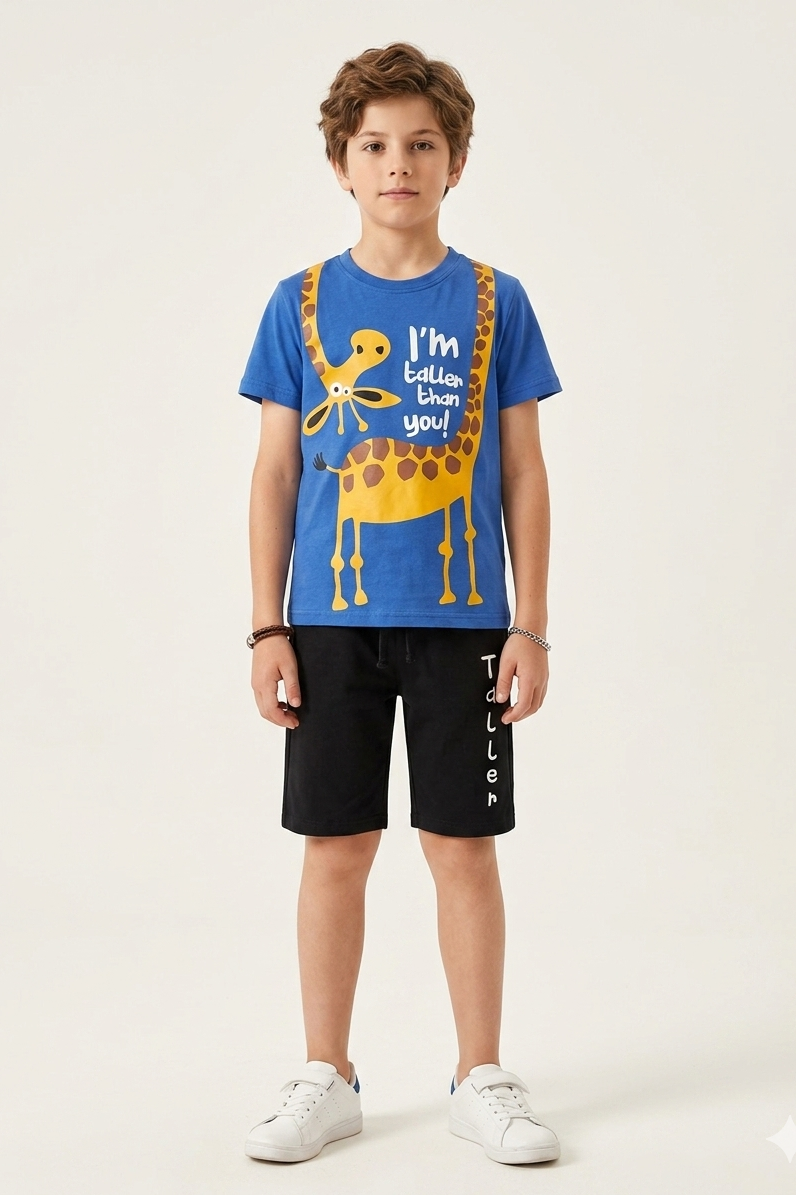 Premium Quality "Giraffe" Printed Summer Suit For Boys