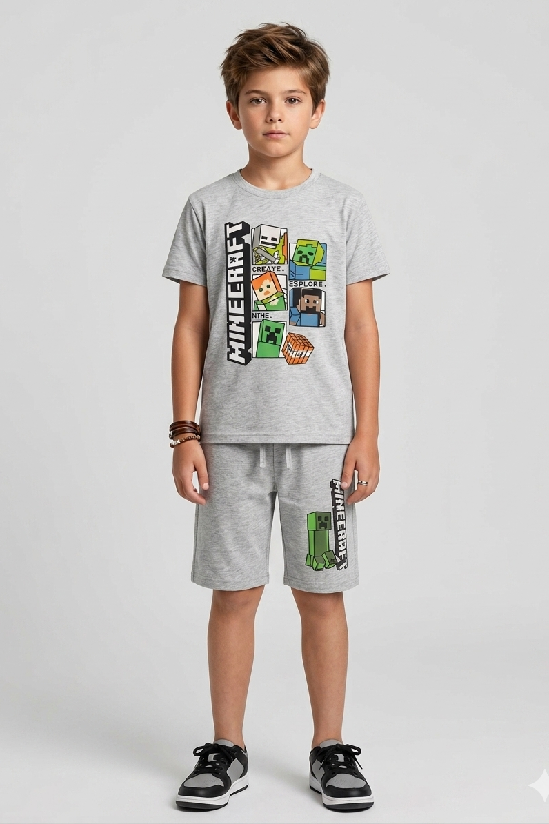 Premium Quality "Minecraft" Printed Summer Suit For Boys