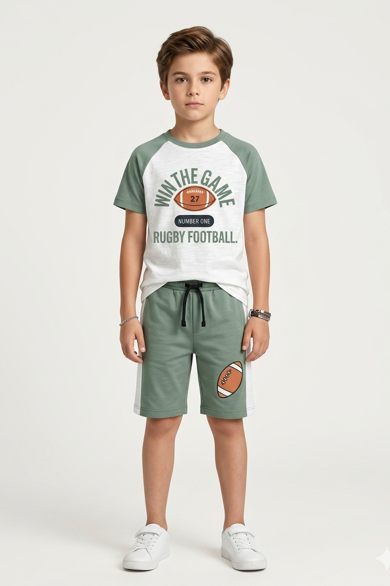 Premium Quality "Win The Game" Printed Summer Suit For Boys