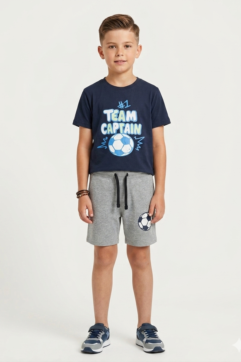 Premium Quality "Team Caption" Printed Summer Suit For Boys