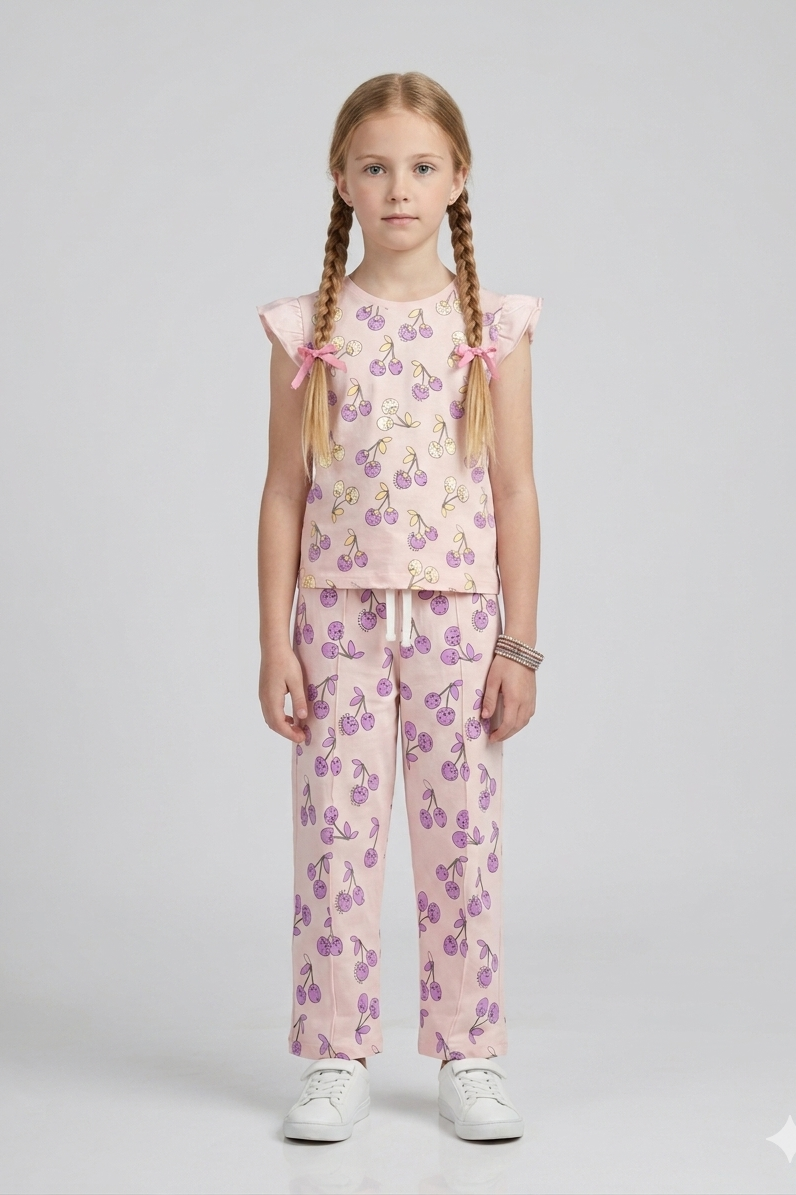 Girls Premium Quality All-Over Printed Summer Suit