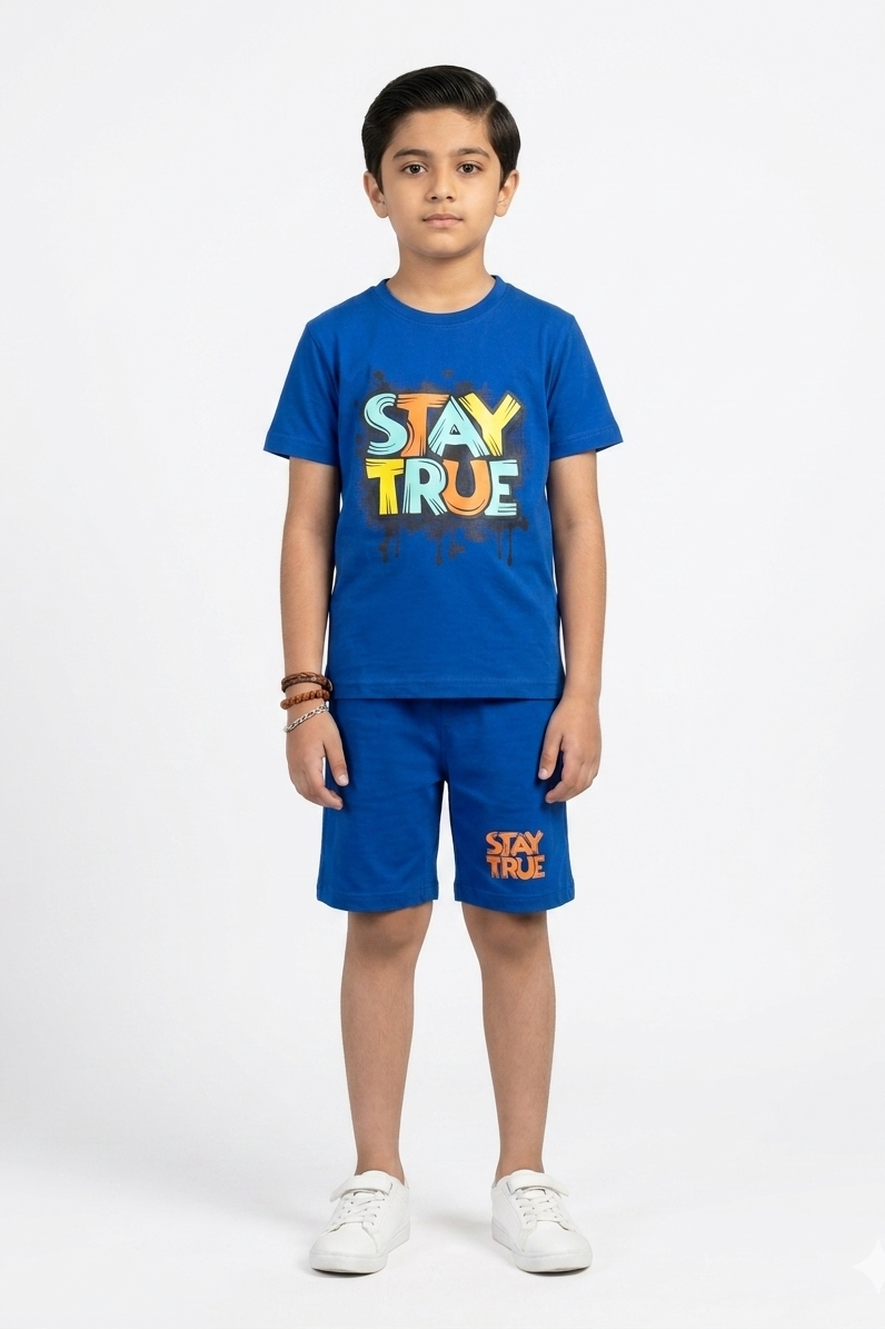 Premium Quality "Stay True " Printed Summer Suit For Boys