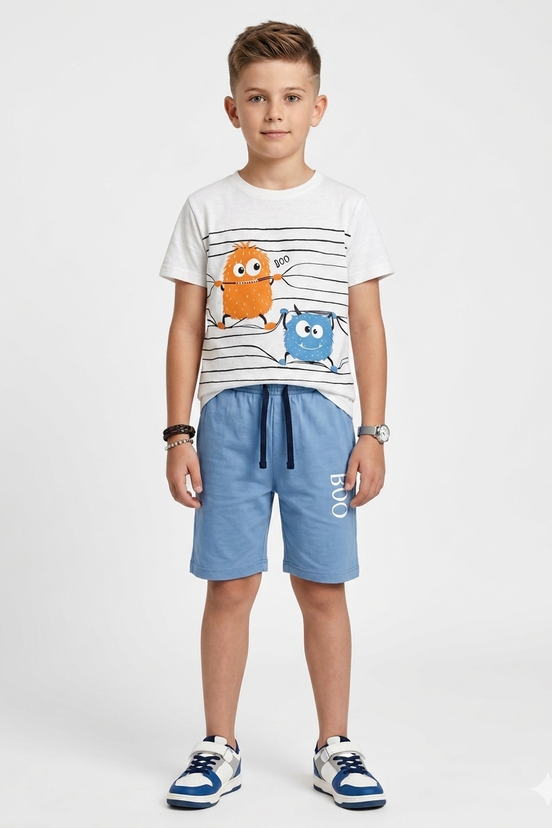 Premium Quality "BOO" Printed Summer Suit For Boys