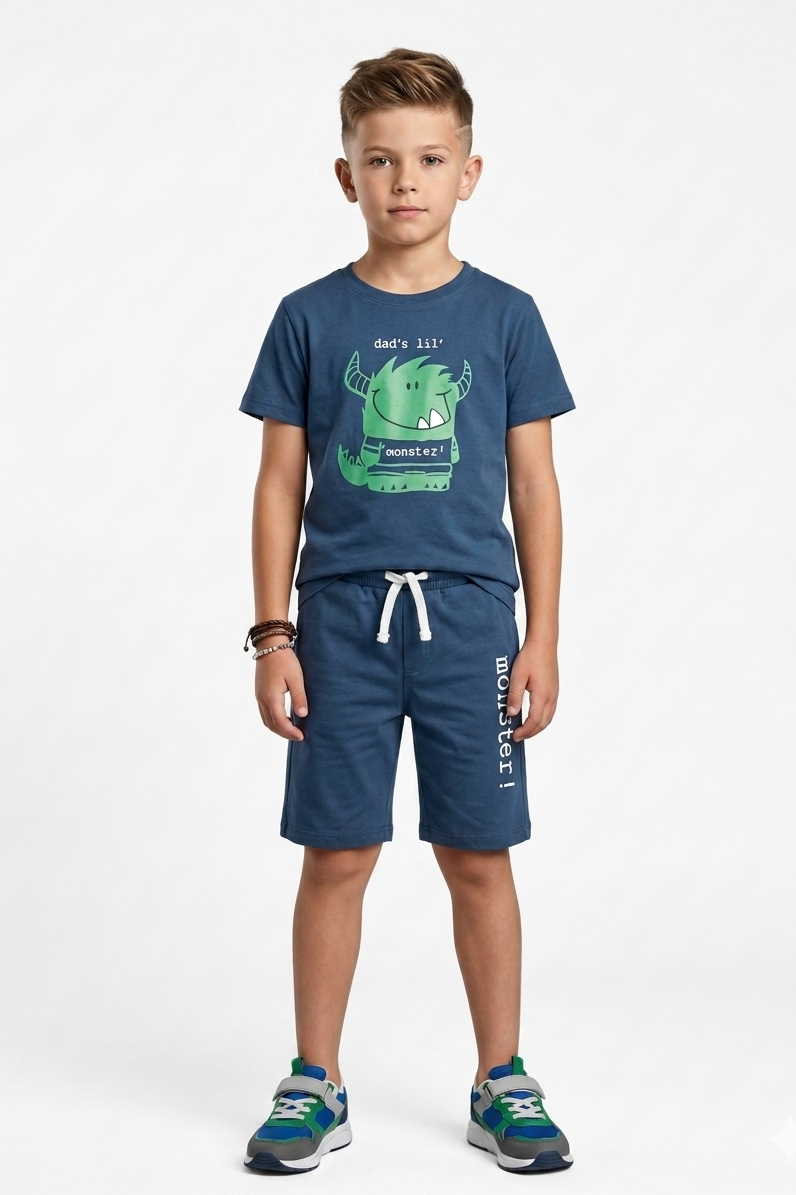 Premium Quality "Monster " Printed Summer Suit For Boys