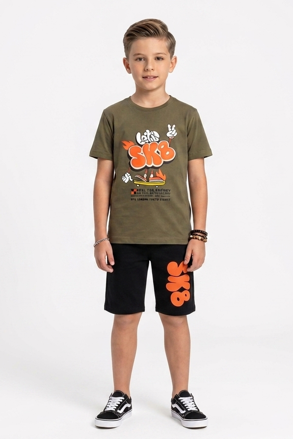 Premium Quality "SKB" Printed Summer Suit For Boys
