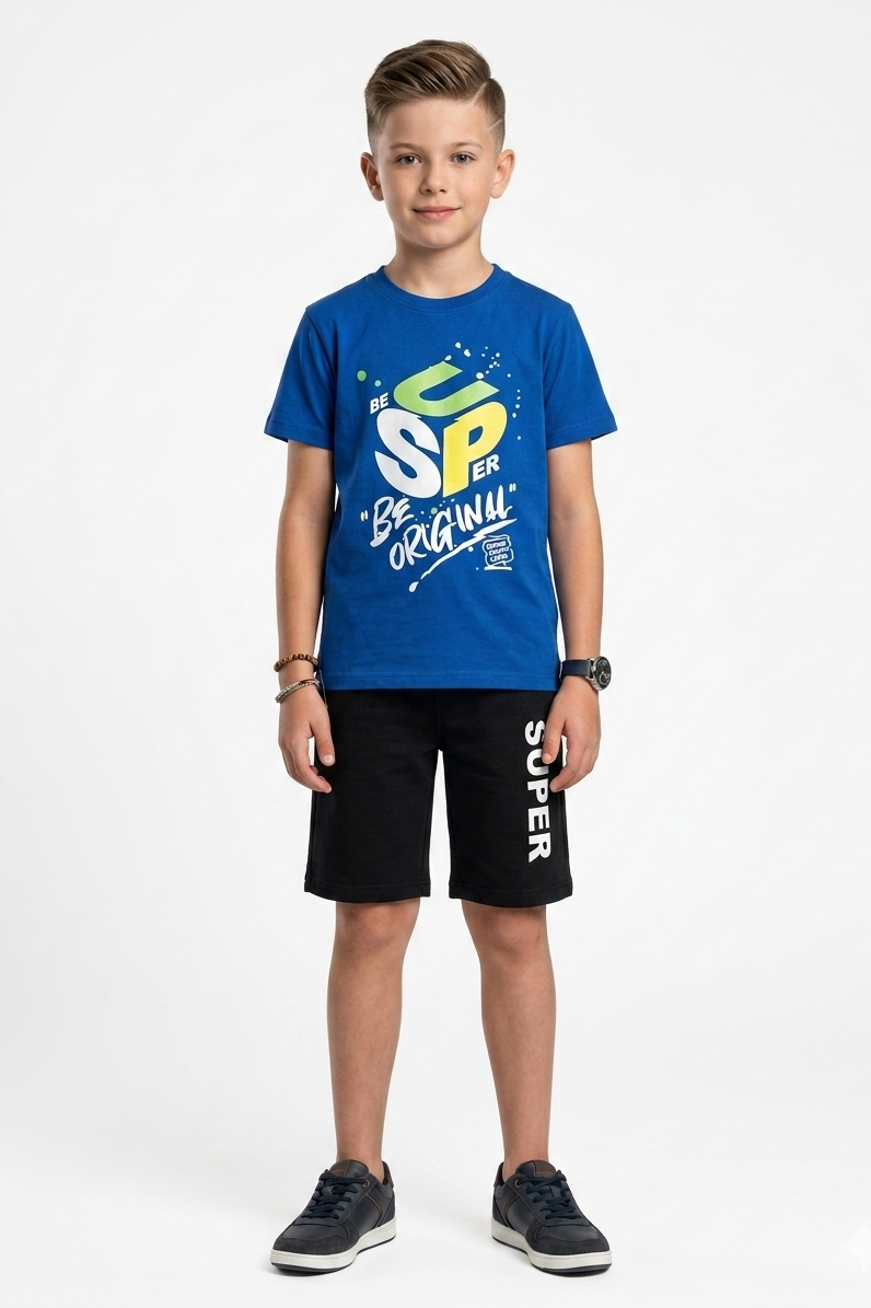 Premium Quality "Super Boy" Printed Summer Suit For Boys