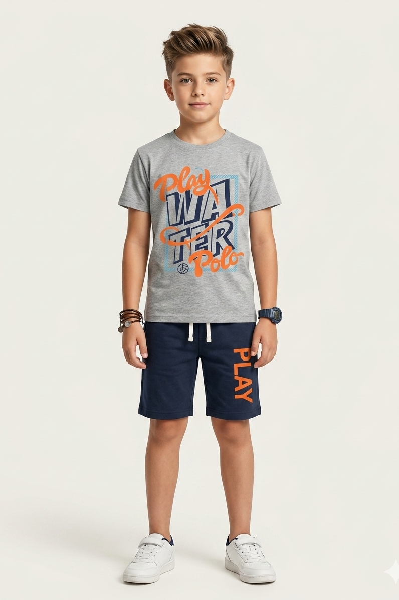 Premium Quality "Play" Printed Summer Suit For Boys