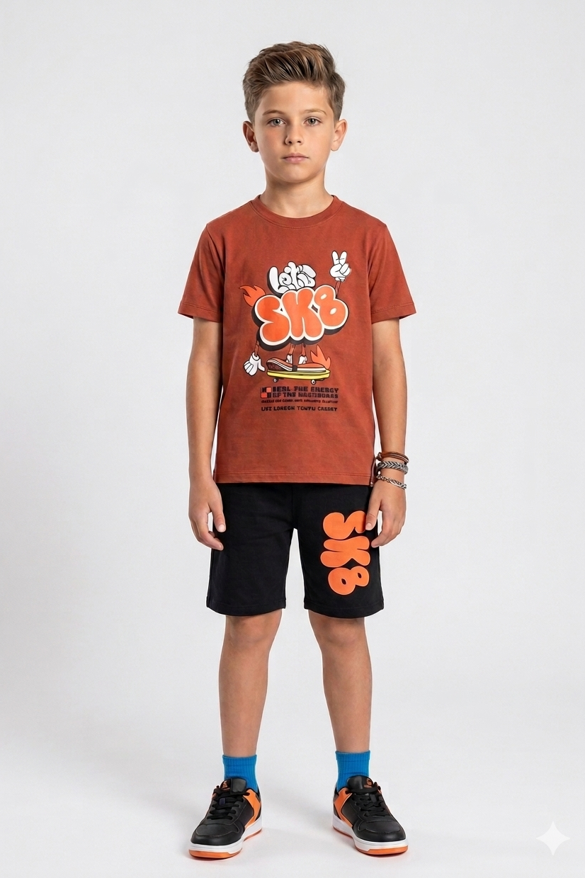 Premium Quality "SKB" Printed Summer Suit For Boys