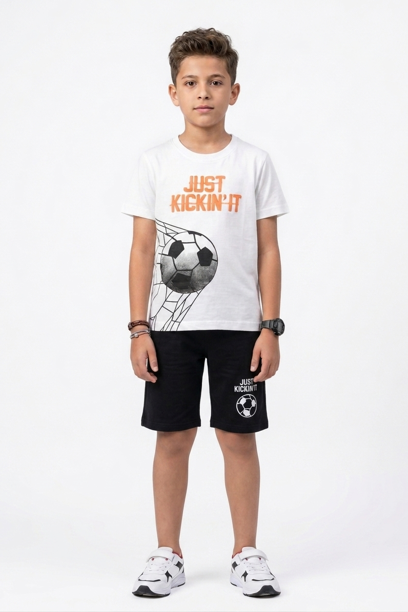Premium Quality "Just Kickin It" Printed Summer Suit For Boys